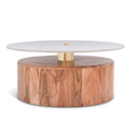 Solana Natural Genuine Marble Top And Acacia Wood Base Coffee Table