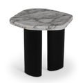 Perrin White Genuine Marble Top And Oak Wood Base End Table