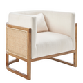 Velma Accent Chair in Shortbread with Rattan Back and Wood