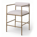 Beaulieu Set of 2 Linen Textured Fabric Upholstered Counter Stool