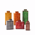 Set of 6 Painted Metal Vases