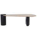 Spoleto Natural Travertine Top And Oak Wood Base Coffee Table