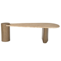 Spoleto Natural Travertine Top And Oak Wood Base Coffee Table