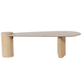 Spoleto Natural Travertine Top And Oak Wood Base Coffee Table