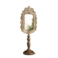 Ornate Rustic Metal Tabletop Mirror with Pedestal Base