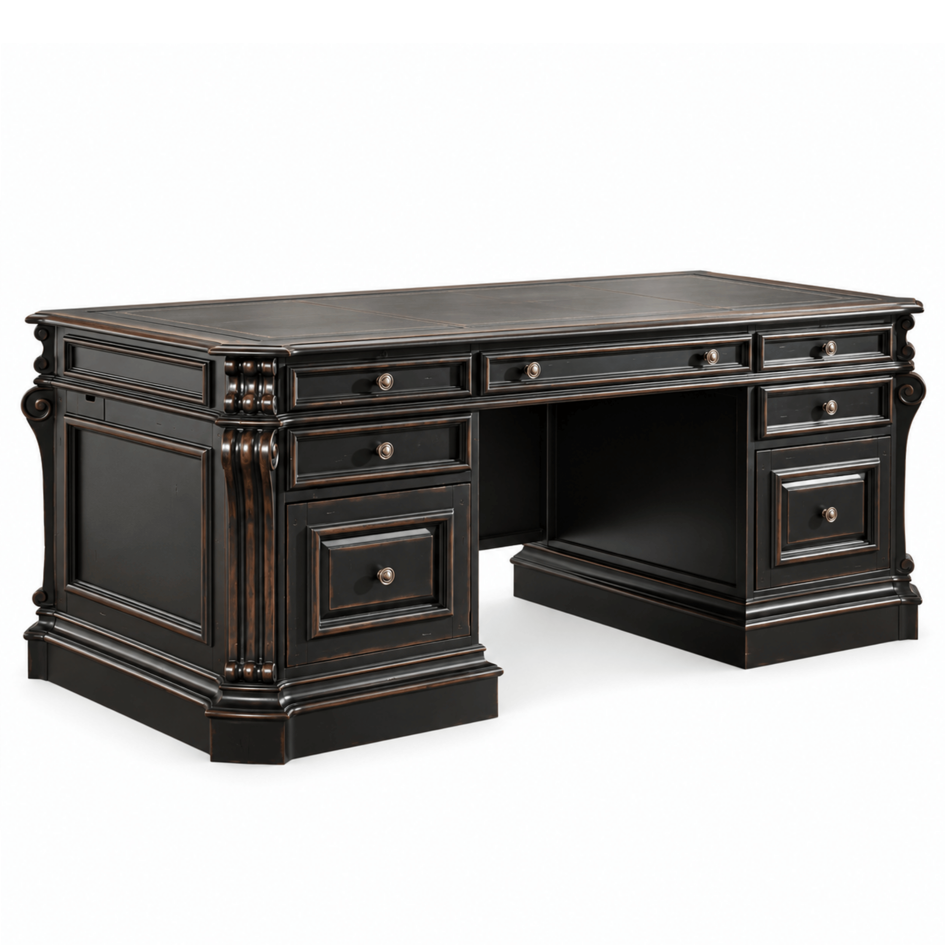 Telluride 76'' Executive Desk withWood Panels