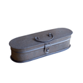 Hand-Etched Oval Iron Box with Hinged Lid