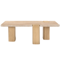 Piper Natural Genuine Travertine and Oak Wood Coffee Table