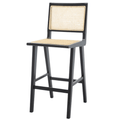 Hattie French Cane Barstool – Black Ash Wood & Rattan