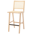 Hattie French Cane Barstool – Natural Ash Wood & Rattan