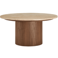 Kioni Travertine Coffee Table in Walnut