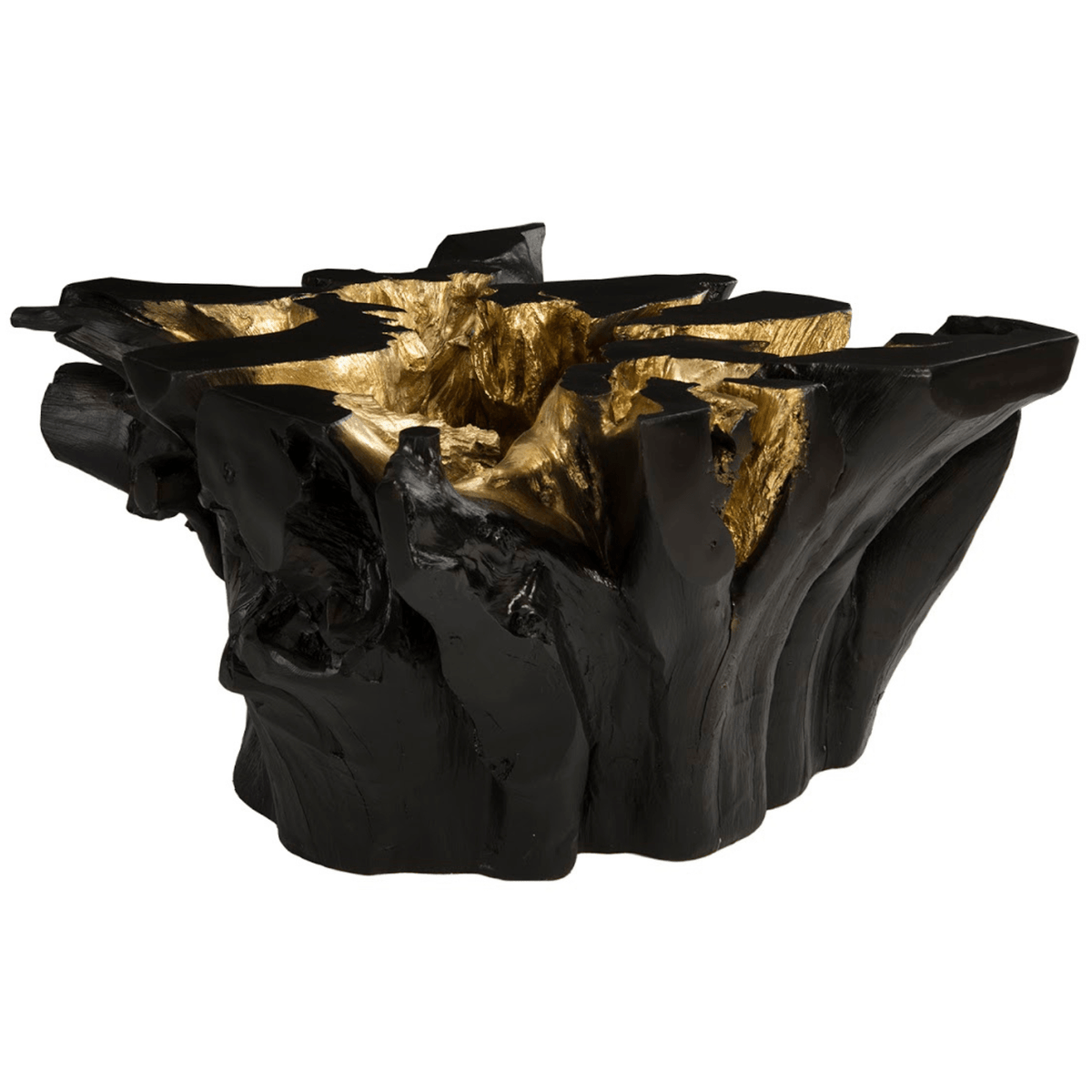 Noir Cast Root Coffee Table in Black & Gold Leaf
