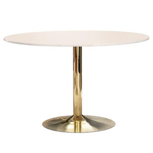 Kella Round Marble Top Dining Table in White and Gold