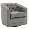 Walsh Top Grain Leather Swivel Accent Chair in Garrett Gray