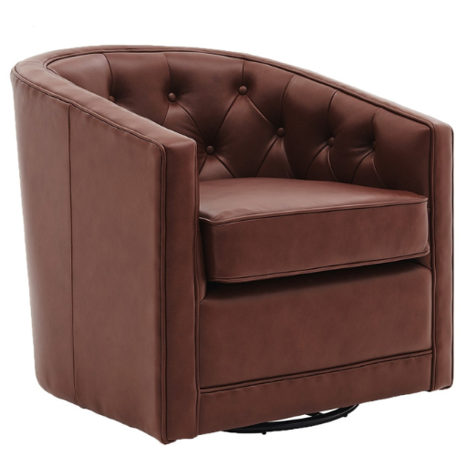 Walsh Top Grain Leather Swivel Accent Chair in Garrett Brown