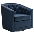 Walsh Top Grain Leather Swivel Accent Chair in Garrett Blue