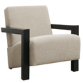Fitzroy Boucle Accent Arm Chair in Latte with Exposed Wood