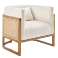 Velma Accent Chair in Shortbread with Rattan Back and Wood