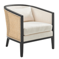 Tillman Barrel-Back Accent Chair with Rattan & Black Trim
