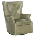 Mai Wing Swivel Club Chair – Sage Leather Accent Chair