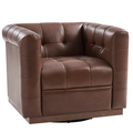 Arnold Genuine Leather Swivel Club Chair in Brown