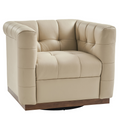 Arnold Genuine Leather Swivel Club Chair in Beige