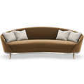 Main Event Caramel Velvet Kidney Sofa with Feather Pillows