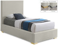 Della Linen Textured Fabric Upholstered Twin Bed