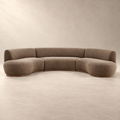 Rialta 3 Piece Curved Slub Weave Fabric Sectional Sofa