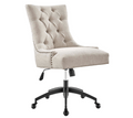 Regent Tufted Fabric Office Chair in Black Beige