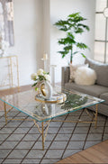 Enchanted Branch Coffee Table with Glass Top, Gold Twig Base
