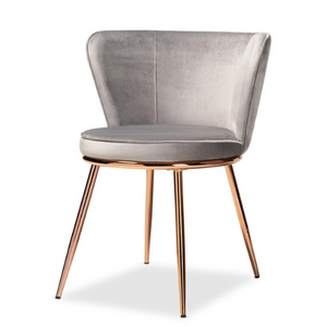 Farah Set of 2 Luxe Grey Velvet Dining Chair Set