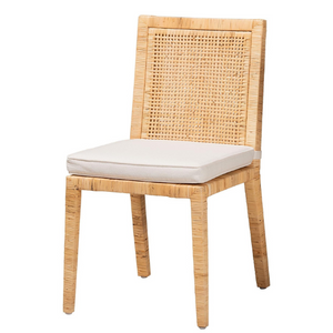 Sofia Natural Finished Wood & Rattan Set of 2 Dining Chair Set