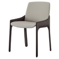 Stella Set of 2 Faux Leather Dining Chairs in Taupe/Dark Brown
