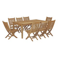 Marina 9 Piece Outdoor Patio Teak Dining Set