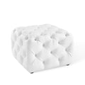 Amour Tufted Button Square Faux Leather Ottoman