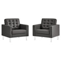 Loft Tufted Vegan Leather Armchairs Set of 2