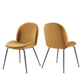 Scoop Black Powder Coated Steel Leg Performance Velvet Dining Chairs Set of 2