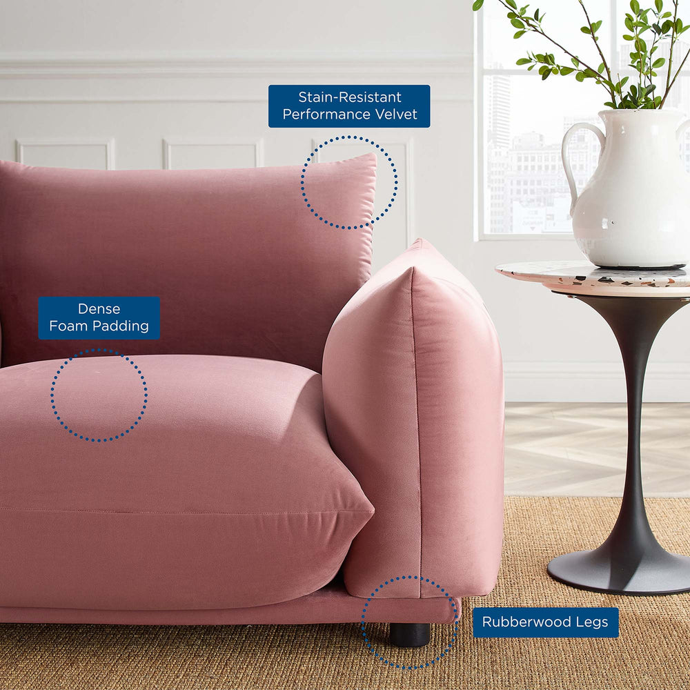 Copious Performance Velvet Armchair in Dusty Rose