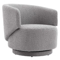 Celestia Boucle Fabric Swivel Chair in Light Gray