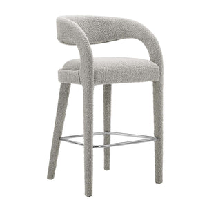 Pinnacle Set of Two Boucle Upholstered Bar Stool in Grey