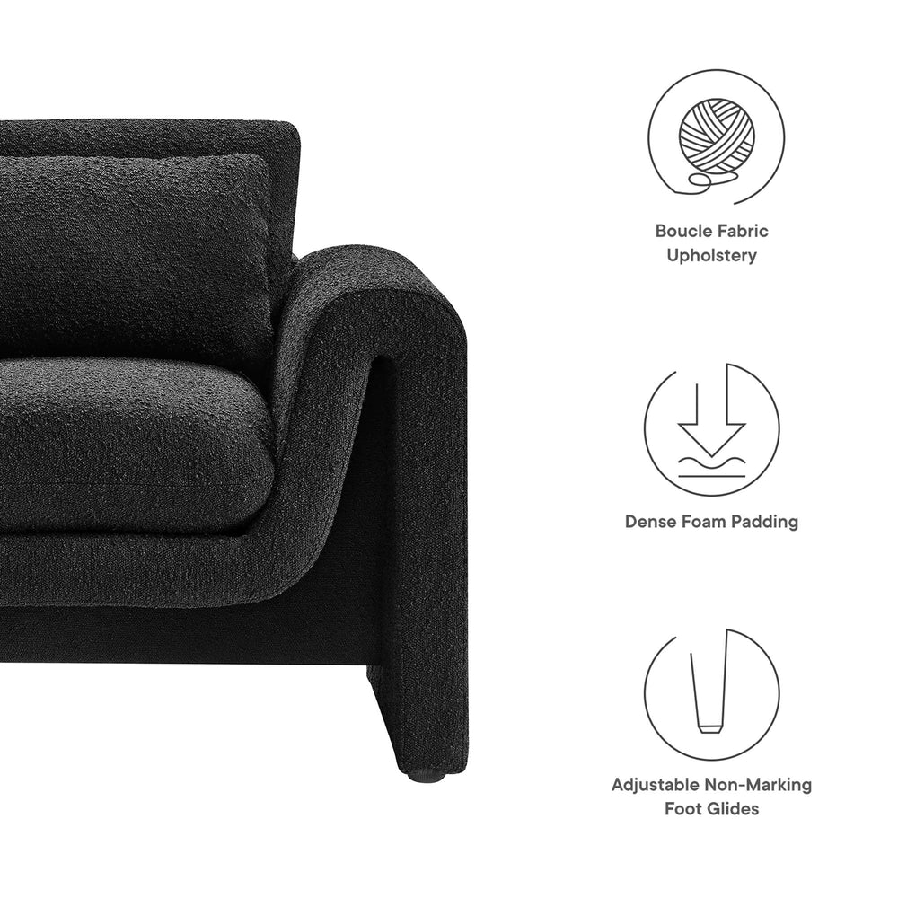 Waverly Boucle Upholstered Armchair in Black