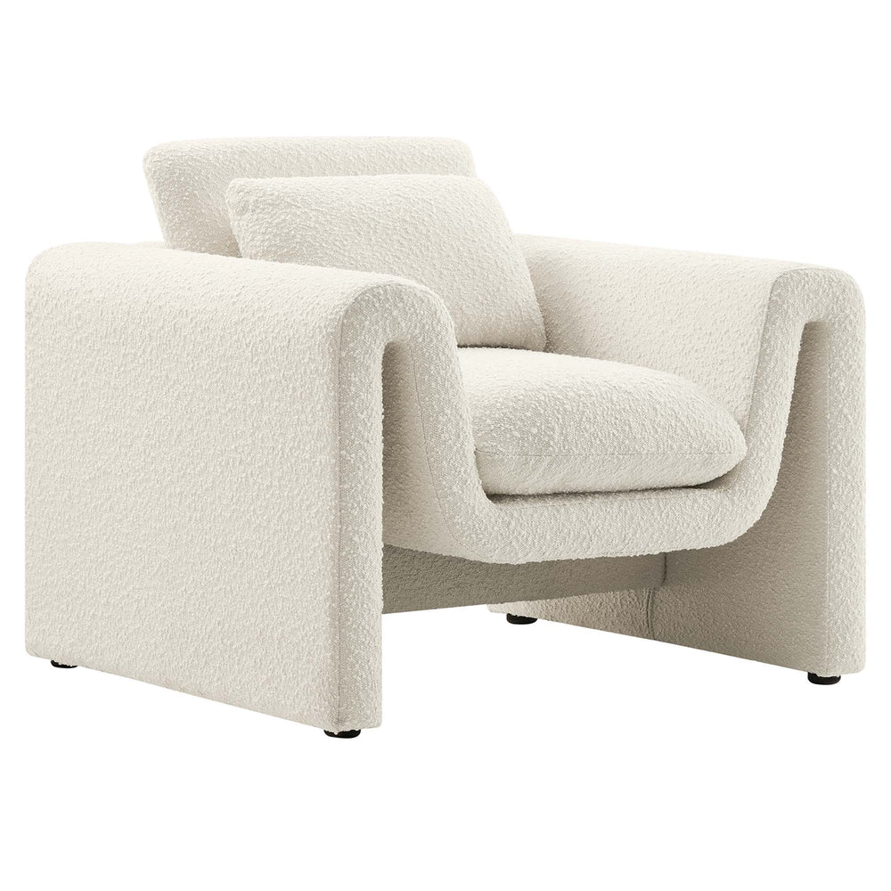 Waverly Boucle Upholstered Armchair in Ivory