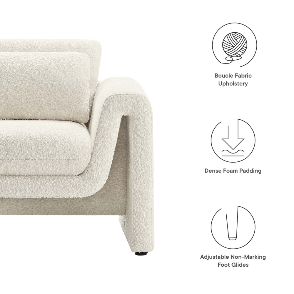 Waverly Boucle Upholstered Armchair in Ivory