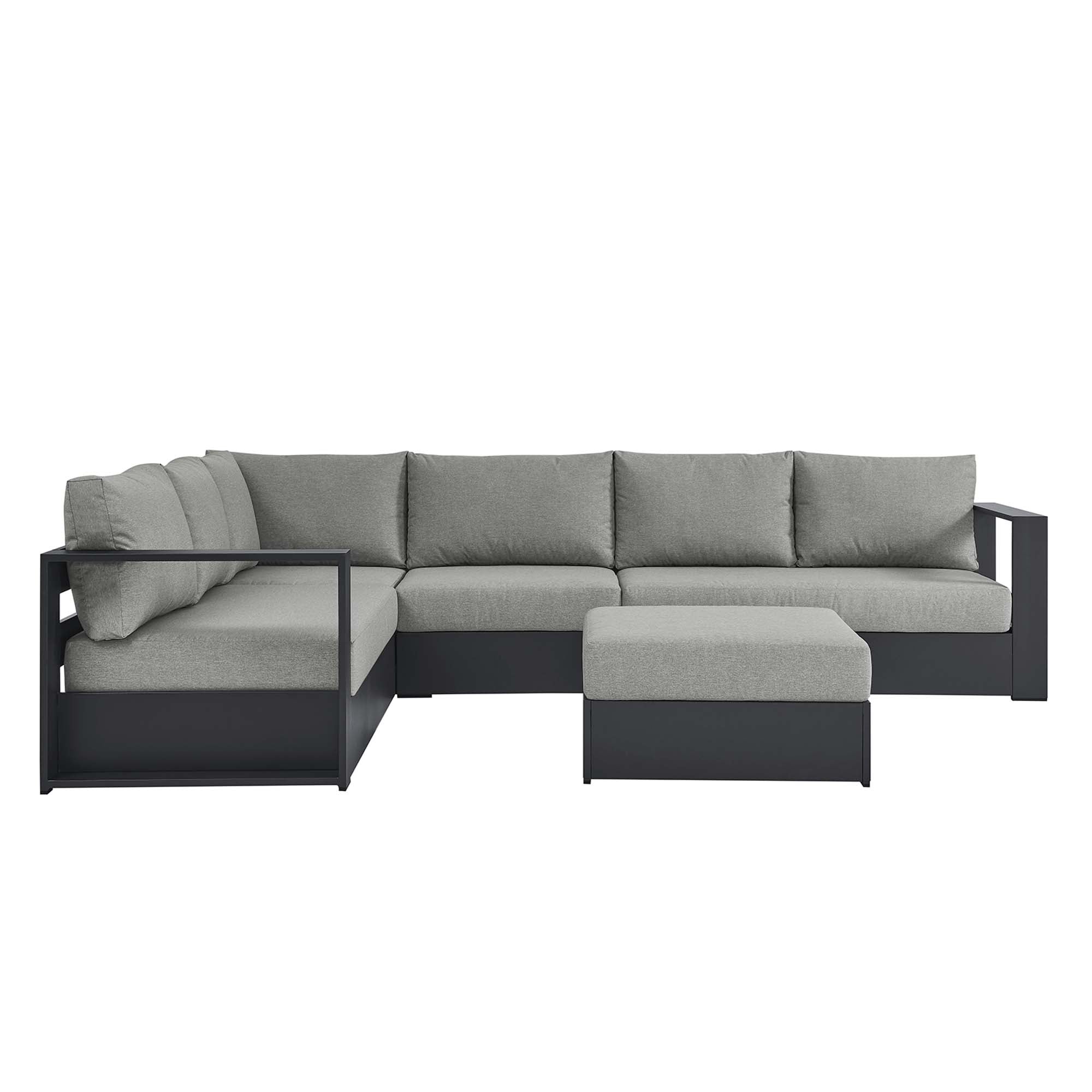 Tahoe 5-Piece Outdoor Patio Powder-Coated Aluminum Sectional Sofa Set - Gray