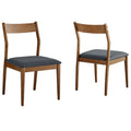 Solara Vegan Leather Wood Dining Side Chairs Set of 2