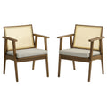 Thera Vegan Leather and Cane Accent Armchairs Set of 2