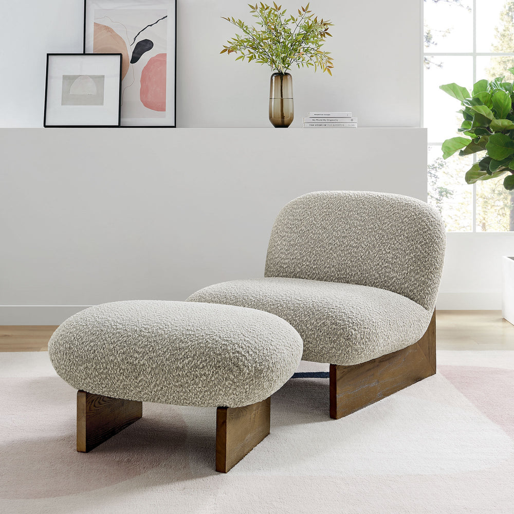Loyal Accent Chair and Ottoman Set in River Rock Walnut