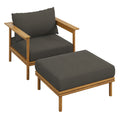 Wren Outdoor Patio Teak Wood Armchair and Ottoman Set