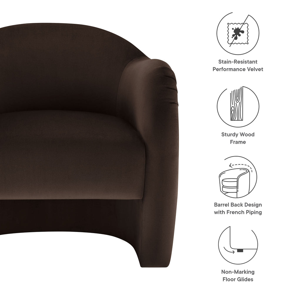 Compose Performance Velvet Accent Chair in Chocolate Brown